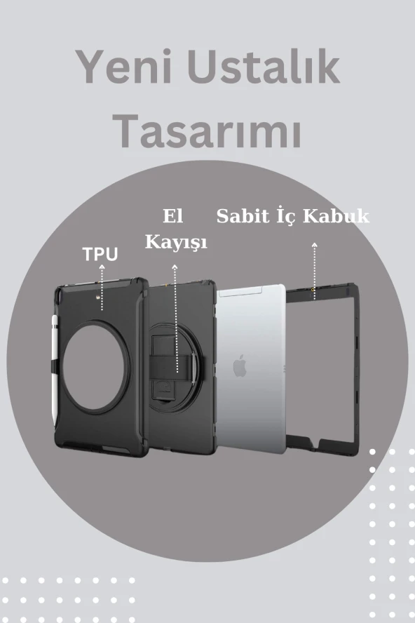 Qpen  iPad Pro  10.5  inç Uyumlu Hand Strap Tablet Kılıfı - Resim 11