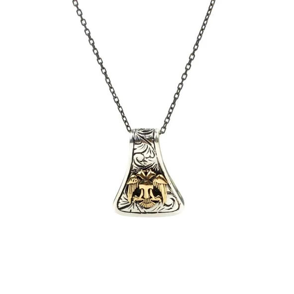 925 Ayar Gümüş Çift Başlı Kartal Modeli Erkek Kolye ürün görseli 1