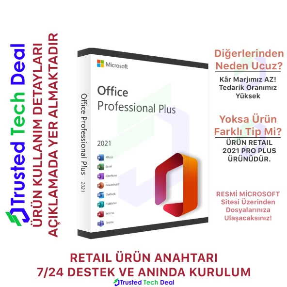 Microsoft Office 2021 Pro Plus Lisans Anahtarı - RETAİL KEY