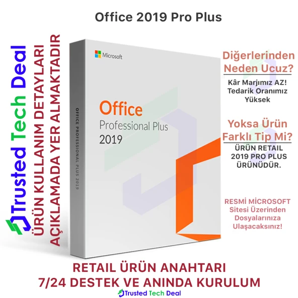 Office 2019 Lisans Anahtarı 7/24 Hızlı Teslimat