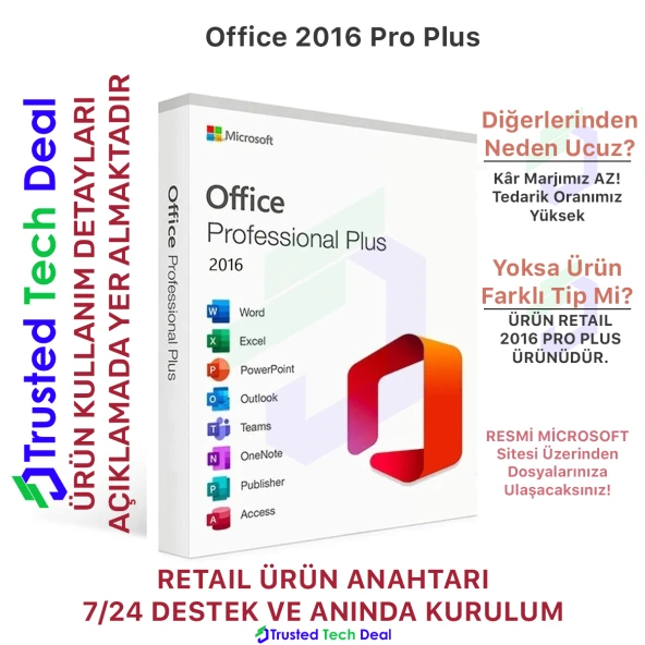 Office 2016 Pro Plus Dijital Lisans Anahtarı 7/24 Hızlı Teslimat