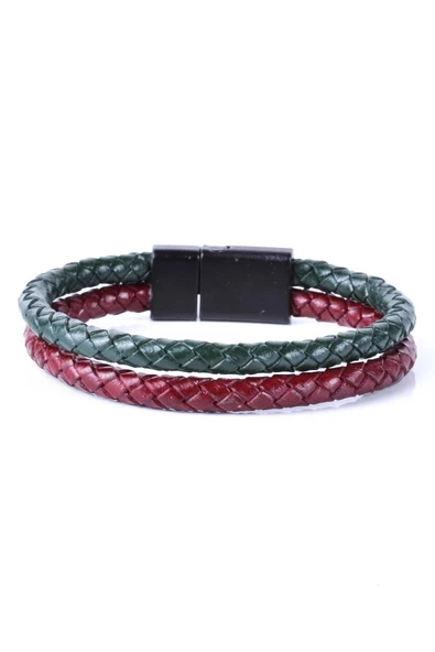 JTKB20057 DOĞAL TAŞ ve DERİ KOMBİN BİLEKLİK - Resim 2