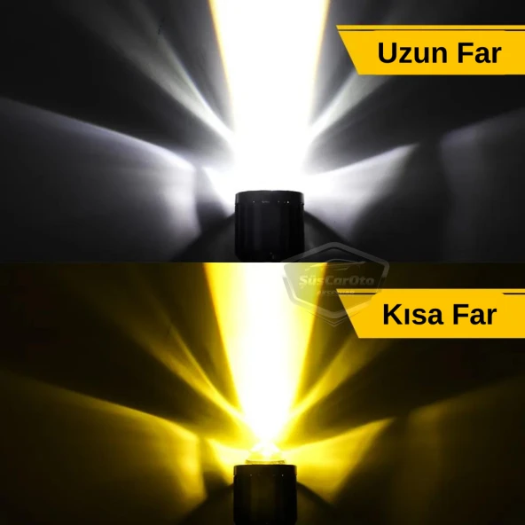 Hyundai Accent Milenyum 2000-2003 Uyumlu Mercekli Far Ampulü Led Xenon Çift Renk Sarı-Beyaz Far Şimşek Etkili CSP Led Lamba Uzun Kısa 2 Adet Takım