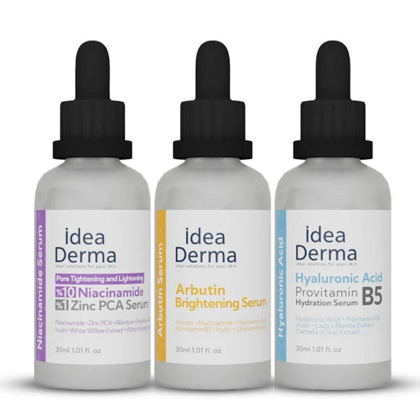 İdea Derma Niacinamide Hyaluronik Asit ve Arbutin Serum Set