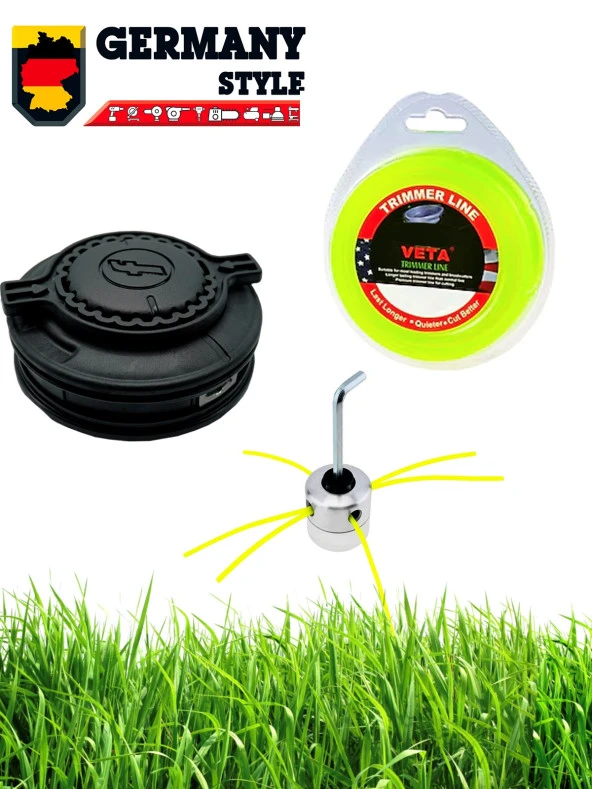 Germany Style Tırpan Otomatik Misina Sarmalı Başlık - Örümcek Başlık-Misina Üçlü Set