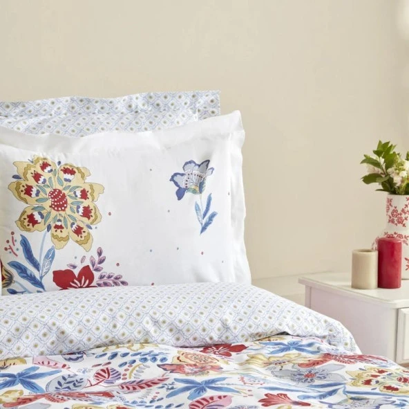Karaca Home Persly Mavi %100 Pamuk Çift Kişilik Nevresim Takımı - 4