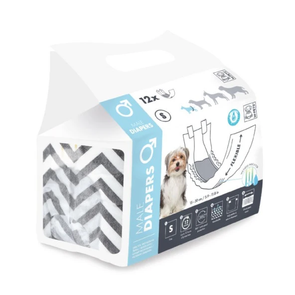 M-Pets Diapers Erkek Köpekler İçin Külot S 12 Li