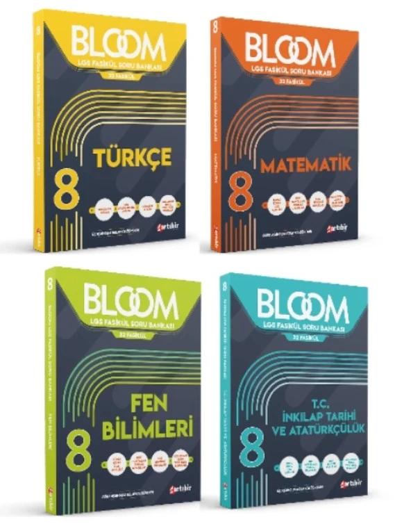 ARTIBİR YAYINLARI 8. Sınıf Bloom Türkçe + Matematik + Fen Bilimleri + T.C. İnkılap Tarihi ve Atatürkçülük Fasikül Soru B