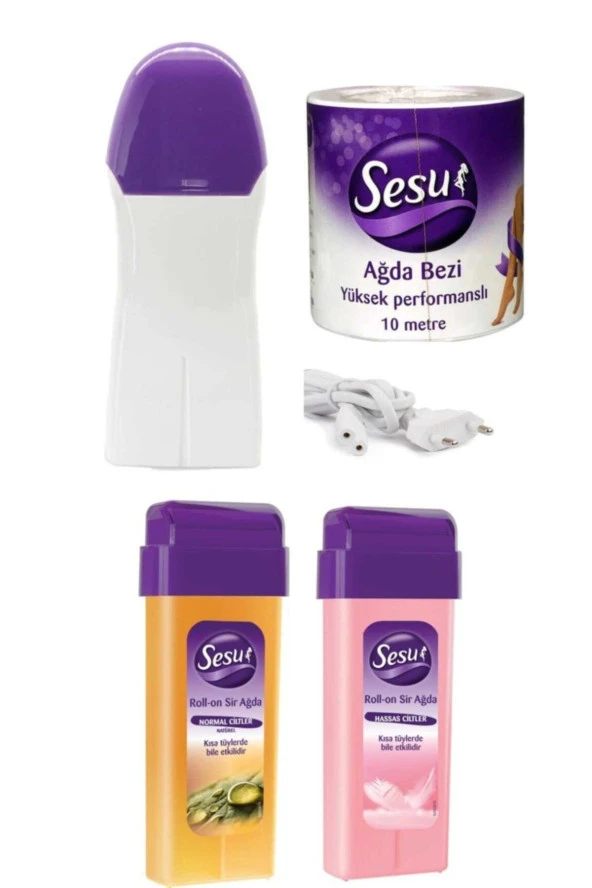 2 Adet Kartuş Roll-on Kolay Ağda+2 Yıl Garantili Ağda Makinesi+ 10mt Ağda Bezi Ağda Seti - 3