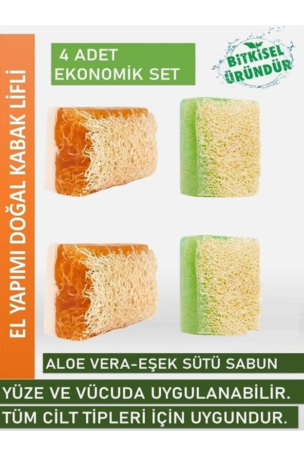 Doğal Kabak Lifli Aloe Vera Sabunu 4 Lü Set