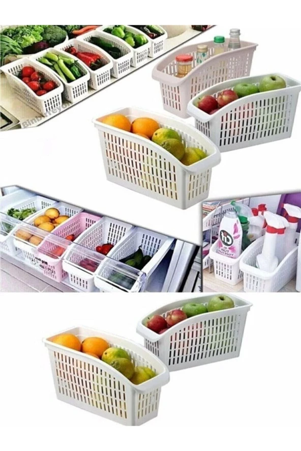 3 Adet Buzdolabı Içi Düzenleyici Sebze Meyve Sepeti Mutfak Banyo Tezgah Altı Üstü Organizer