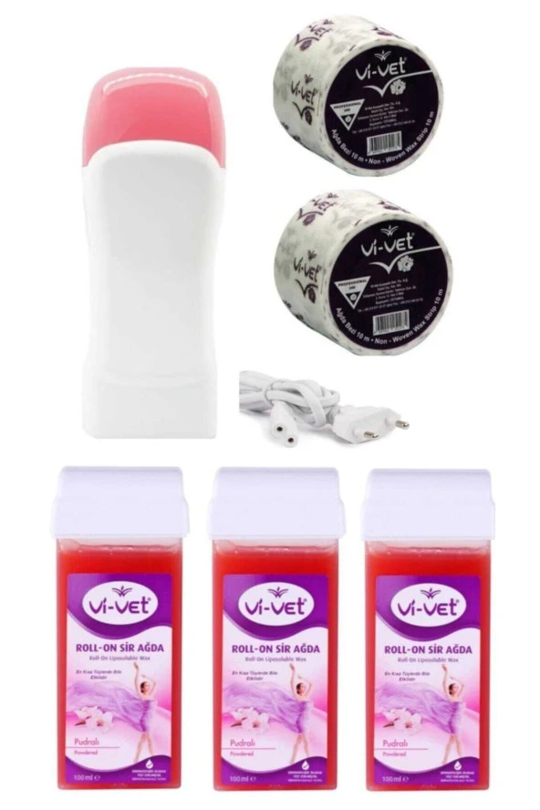 3 Adet Kartuş Roll-on Hassas Cilt Pudralı Ağda Makinesi+2 Adet 10 M Ağda Bezi Ağda Seti - 2