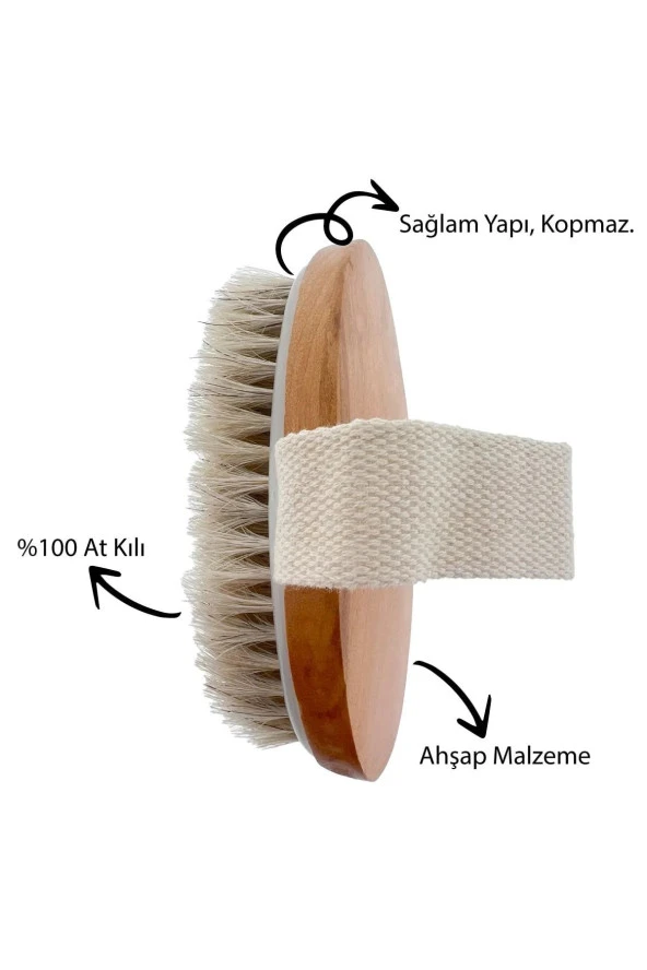 %100 Doğal At Kılı Fırçası Selülit, Çatlak, Batık, Karşıtı Peeling Etkili Kuru Fırça - 3