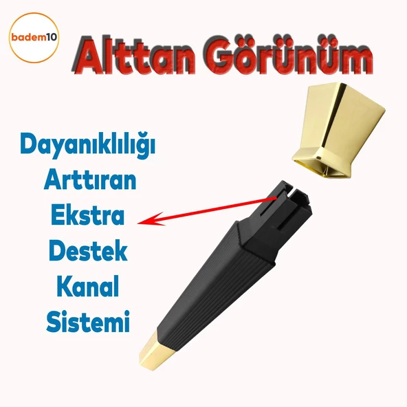 Dempa Lüks Mobilya Yükseltici Kanepe Tv Ünitesi Konsol Koltuk Ayağı Baza Ayakları Siyah Altın 26 Cm - Resim 4