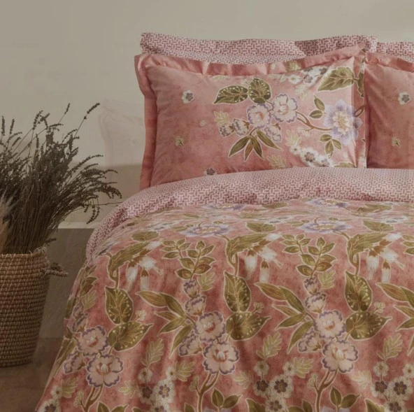 Karaca Home Pasares Pembe %100 Pamuk Çift Kişilik Nevresim Takımı - 2
