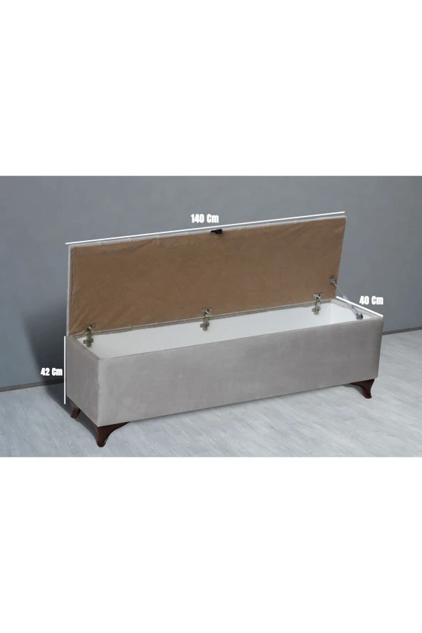 Vetra Chester Model Krem Sandıklı Puf - Kapitoneli Model 140cm Sandıklı Bank - 3