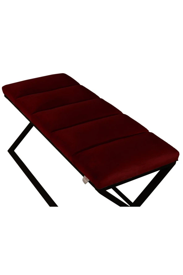 Varcera Puf - Siyah Çapraz Metal Ayaklı, Dilimli Model Bench Puf