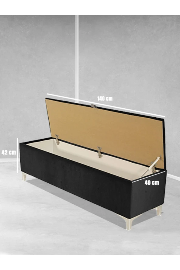 Vetra V2 Sandıklı Puf - Antrasit Dilimli Model Sandıklı Bench Puf - Sandıklı Yatak Ucu Bankı