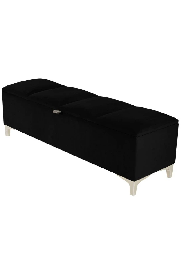 Vetra V2 Sandıklı Puf - Siyah Dilimli Model Sandıklı Bench Puf - Sandıklı Yatak Ucu Bankı - 2