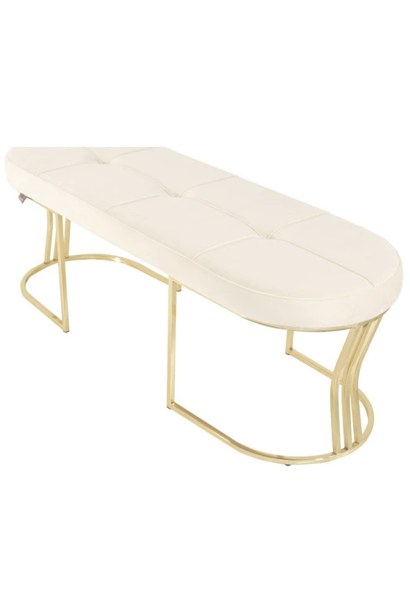 Viego Gold Exclusive Puf - Lüks Metal Gold Ayak, Chester Model Yatak Ucu Bench Puf - 3