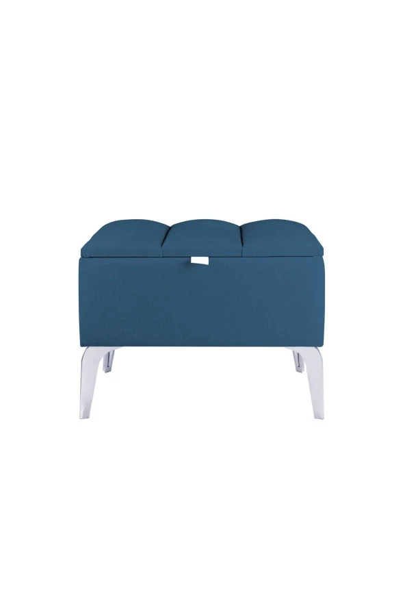 Vetra Mini Royal Mavi Kumaş Sandıklıpuf- Gümüş Ayak Dekoratif Bench Puf
