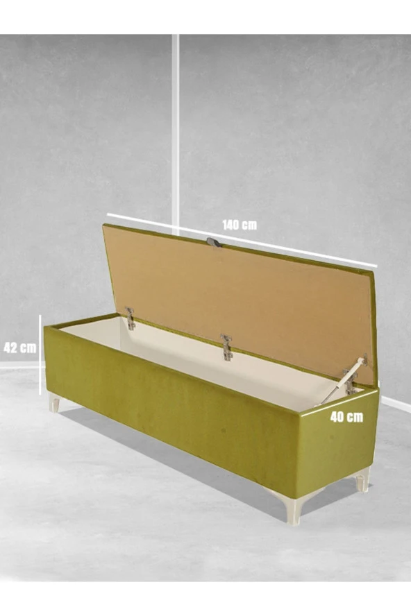 Vetra V2 Sandıklı Puf - Hardal Dilimli Model Sandıklı Bench Puf - Sandıklı Yatak Ucu Bankı