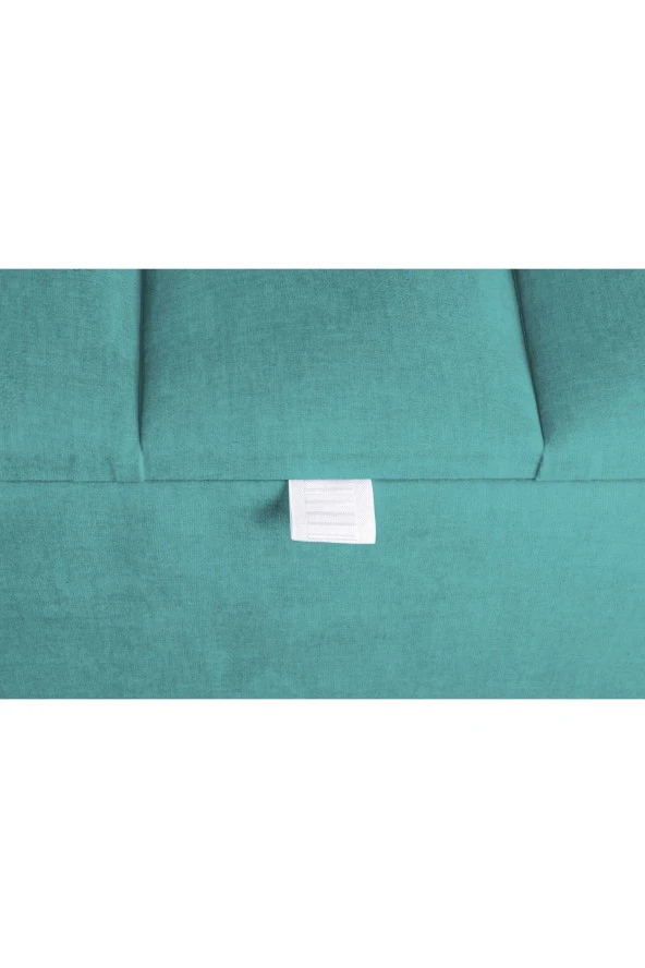Vetra Mini Royal Turkuaz Kumaş Sandıklı Puf- Gümüş Ayak Dekoratif Bench Puf - 3