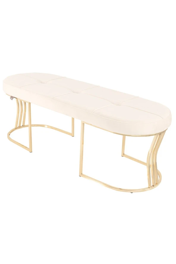 Viego Gold Exclusive Puf - Lüks Metal Gold Ayak, Chester Model Yatak Ucu Bench Puf