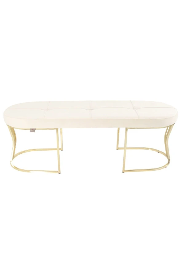 Viego Gold Exclusive Puf - Lüks Metal Gold Ayak, Chester Model Yatak Ucu Bench Puf - 2