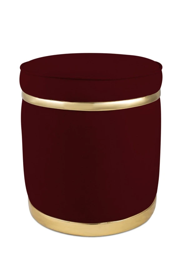 Zerafet Gold Kaplama Luxery Puf-Bordo Babyface Kumaş Pofuduk Oturma Pufu&Makyaj Pufu&Bench