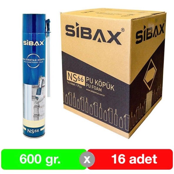 Sibax Poliüretan Köpük 750ML Montaj Dolgu Köpüğü 600gr - 16 Adet