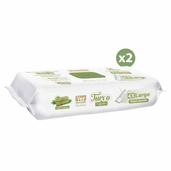 Turco Doğadan Yer Temizlik Havlusu Yeşil Sabun 2x50(100 Yaprak) - 2