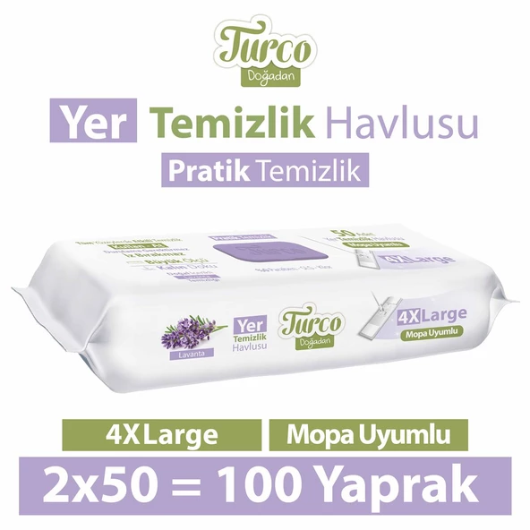 Turco Doğadan Yer Temizlik Havlusu Lavanta 2x50(100 Yaprak)