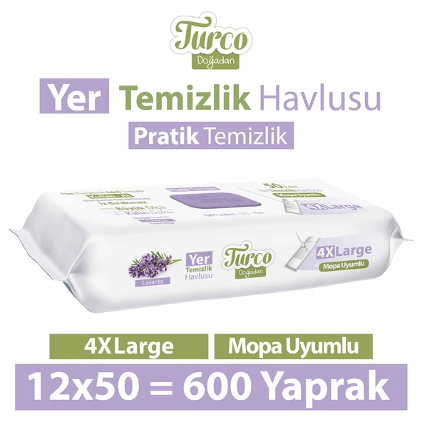 Baby Turco Doğadan Yer Temizlik Havlusu Lavanta 12x50(600 Yaprak)