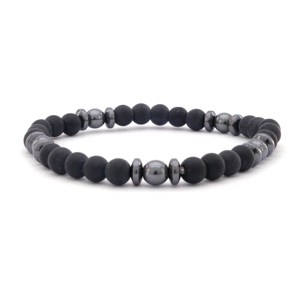 Ametist ve Oniks Doğal Taş Erkek Bileklik EBLK-317 ürün görseli 1