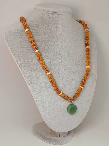 Aventurin Taşlı Rudraksha Tohum Kolye Dolama Bileklik 8mm (49734) - 2