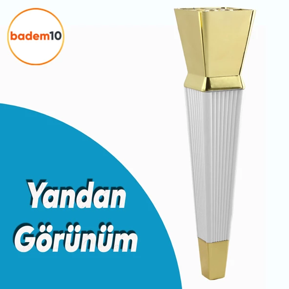 Dempa Lüks Mobilya Yükseltici Kanepe Tv Ünitesi Konsol Koltuk Ayağı Baza Ayakları Beyaz Altın 26 Cm - 3