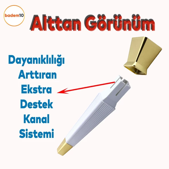 Dempa Lüks Mobilya Yükseltici Kanepe Tv Ünitesi Konsol Koltuk Ayağı Baza Ayakları Beyaz Altın 26 Cm - 4
