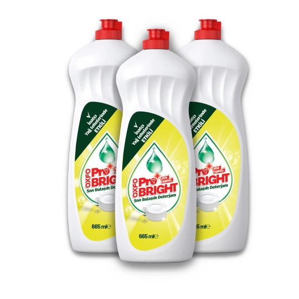 OxfoPro Bright Elde Yıkama Sıvı Bulaşık Deterjanı 665 ml (665ml x 3)