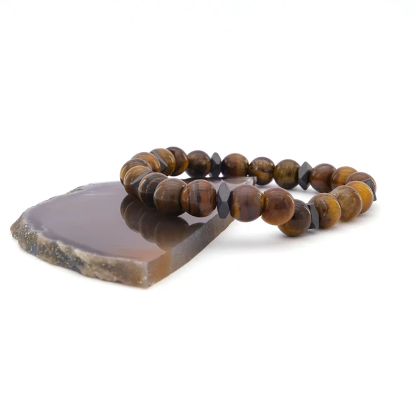 Kahverengi Kaplangözü Doğal Taş Erkek Bileklik EBLK-372 - Resim 3