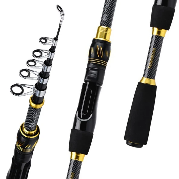 Teleskobik Spin Olta Kamışı 2.10 cm 5-20 Gr. Sahte Yem Rapala Atarlı Lrf Kamışı - 3