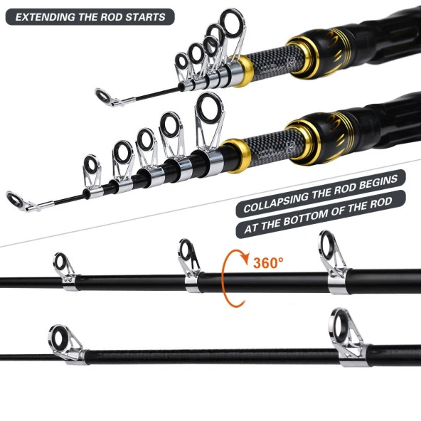 Teleskobik Spin Olta Kamışı 2.10 cm 5-20 Gr. Sahte Yem Rapala Atarlı Lrf Kamışı - 4