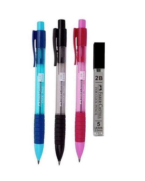 Faber Castell Click Pencil 1328 Versatil Kurşun Kalem 2B 2mm ve 2mm Uç 4 lü Set
