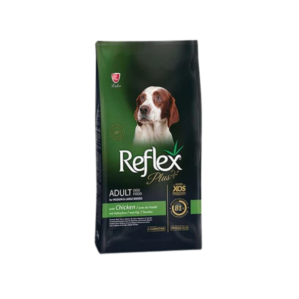 REFLEX Plus Orta & Büyük Irk Tavuklu Yetişkin Köpek Maması 15 Kg