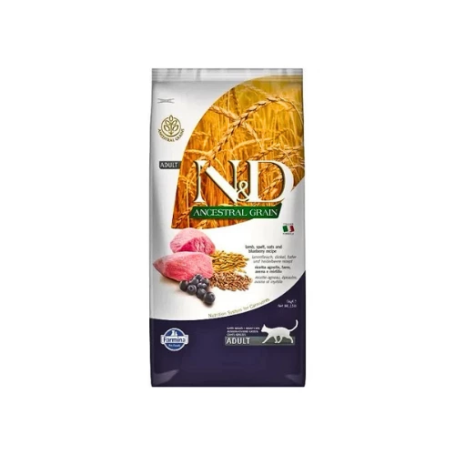 N&D Ancestral Grain Kuzu Etli ve Yaban Mersinli Ata Tahıllı Yetişkin Kedi Maması 5 Kg