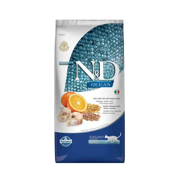 N&D Ancestral Grain Morina Balıklı ve PortakAllı Ata Tahıllı Yetişkin Kedi Maması 10 Kg