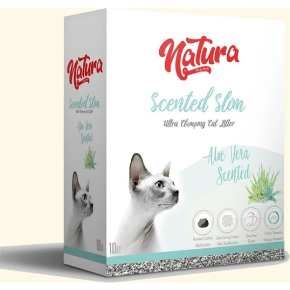 Natura Pet Scented Slim Aloe Vera Kokulu Ultra Topaklaşan Doğal 10 lt Kedi Kumu