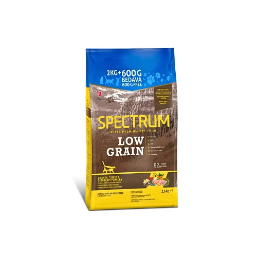 SPECTRUM Low Grain Tavuklu Hindili Kızılcıklı Yetişkin Kedi maması 2,6 Kg