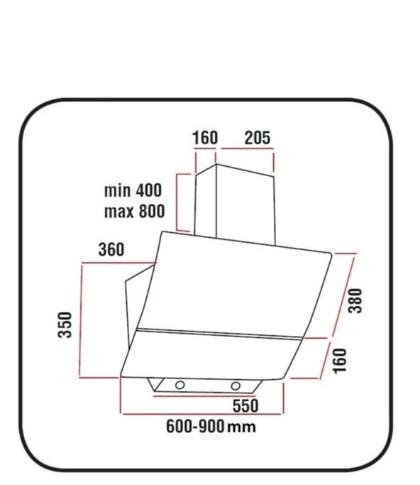 ALVEUS CARNETTO 2010 SİYAH  DOKUNMATİK/DİJİTAL CAM DAVLUMBAZ - 4