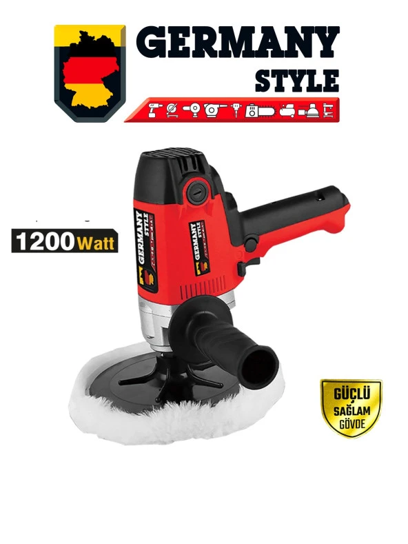 Germany Style 99756VFX 6 Kademe Devir Ayarlı 1200 Watt Polisaj Makinesi Zımpara Pasta Cila Makinesi - 2